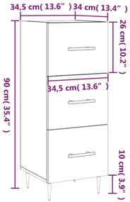 Ντουλάπι Γκρι Sonoma 34,5x34x90 εκ. από Επεξεργασμένο Ξύλο - Γκρι