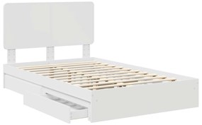 vidaXL Κρεβάτι Αποθήκης Λευκό 120 x 200 cm Επεξεργασμένο ξύλο