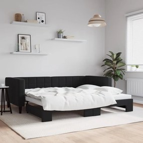 vidaXL Καναπές Κρεβάτι Συρόμενος Μαύρος 90 x 200 εκ. Βελούδινος