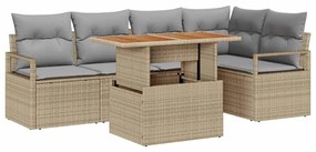 vidaXL Σέτ φαγητού για κήπο 6 pcs Μπεζ, Γκρι 100 x 55 x 73 εκ