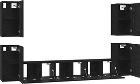 vidaXL Σετ επίπλου τηλεόρασης 7 pcs Μαύρη Οξυά Επεξεργασμένο Ξύλο