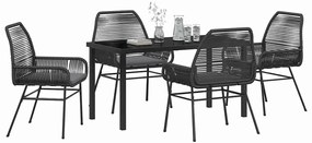 vidaXL Σέτ φαγητού για κήπο 5 pcs Μαύρο συνθετικό ρατάν