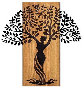 Διακοσμητικό Τοίχου Woman Tree 899SKL2410 54x58cm Walnut-Black Wallity Metal,Wood
