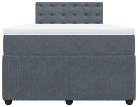 vidaXL Κρεβάτι Boxspring με Στρώμα Σκούρο Γκρι 120x200 εκ. Βελούδινο