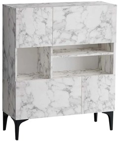 Μπουφές Krista 793ELG1813 100x125x35cm Marble Effect White Μοριοσανίδα, Μελαμίνη