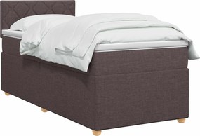 vidaXL Κρεβάτι box spring με στρώμα Σκούρο Καφέ 90 x 190 cm Ύφασμα