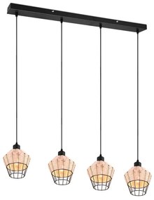 Φωτιστικό Ράγα Κρεμαστή Vintage Industrial RL Lighting Borka R31264036 Φυσικό Rattan