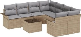 vidaXL Σετ Καναπέ Κήπου 9 pcs Μπεζ Πολυ ράταν