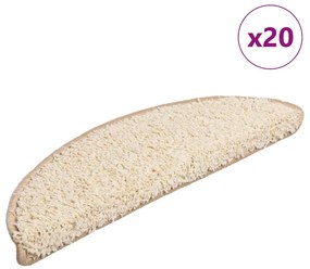 vidaXL Πατάκια Σκαλιών 20 τεμ. Κρεμ Ημίστρογγυλά 56x17x3 εκ.
