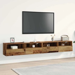 vidaXL Ντουλάπι Τηλεόρασης Τοίχου 2 pcs Παλιό Ξύλο Επεξεργασμένο Ξύλο