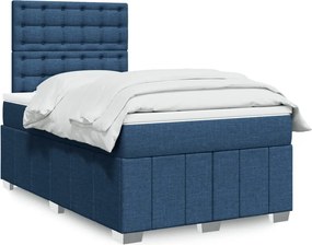 vidaXL Κρεβάτι Boxspring με Στρώμα Μπλε 120x200 εκ. Υφασμάτινο