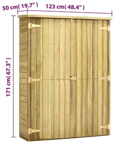 Αποθήκη Εργαλείων Κήπου 123x50x171 εκ. Εμποτισμένο Ξύλο Πεύκου 46361