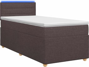 vidaXL Κρεβάτι box spring με στρώμα Σκούρο Καφέ 90 x 200 cm Ύφασμα