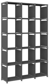 vidaXL Ραφιέρα με 15 Κύβους & Κουτιά Γκρι 103x30x175,5 εκ. Υφασμάτινη