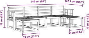 vidaXL Σειρά Καναπέ Εξωτερικού 6 pcs Φυσικό Επεξεργασμένο ξύλο