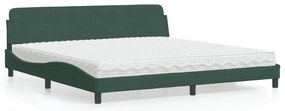 vidaXL Κρεβάτι με Στρώμα Σκούρο Πράσινο 200x200εκ. Βελούδινο