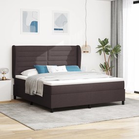vidaXL Κρεβάτι με Στρώμα  Σκούρο Καφέ 180x200 εκ. Υφασμάτινο