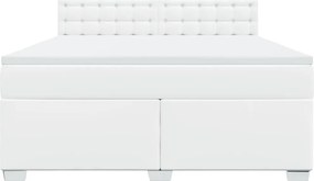 vidaXL Κρεβάτι Boxspring με Στρώμα Λευκό 180x200 εκ. Συνθετικό Δέρμα