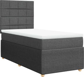 vidaXL Κρεβάτι Boxspring με Στρώμα Σκούρο Γκρι 100x200 εκ. Υφασμάτινο