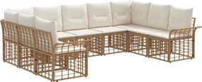 vidaXL Σειρά Καναπέ Εξωτερικού 9 pcs Φυσικό και Κρέμα Λευκό