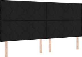 vidaXL LED Κρεβάτι με βάθρο με κεφαλάρι Μαύρο 200 x 200 cm ύφασμα
