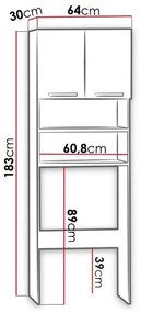 Ράφι μπάνιου Comfivo 156, Άσπρο, Εντοιχισμένη, Ο αριθμός των θυρών: 2, 183x64x30cm, 27 kg, Πλαστικοποιημένη μοριοσανίδα | Epipla1.gr