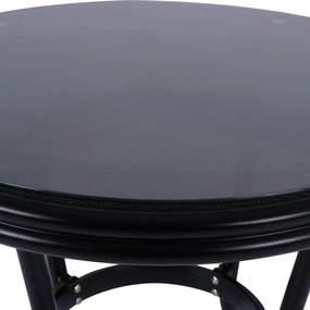 Τραπέζι MOSES Αλουμινίου Bamboo look Μαύρο με Γυαλί Φ70x76Υ εκ. 70x70x76 εκ.