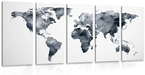 Πολυγωνικός παγκόσμιος χάρτης 5 τμημάτων εικόνας σε ασπρόμαυρο - 200x100