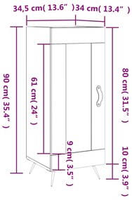 Ντουλάπι Γυαλιστερό Λευκό 34,5x34x90 εκ. Επεξεργασμένο Ξύλο - Λευκό