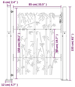 Πύλη Κήπου με Σχέδιο Μπαμπού 105 x 155 εκ. από Ατσάλι Corten - Καφέ