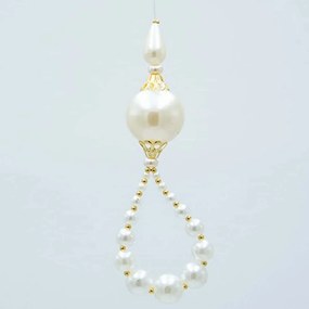 Χριστουγεννιάτικο Στολίδι Με Πέρλες 600-47700 5x14cm White-Gold