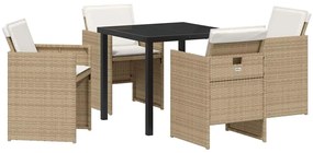 vidaXL Σέτ φαγητού για κήπο με μαξιλάρι 5 pcs Μπεζ Πολυ ράταν