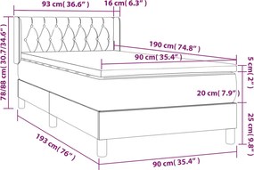 vidaXL Κρεβάτι Boxspring με Στρώμα Κρεμ 90x190 εκ.Υφασμάτινο