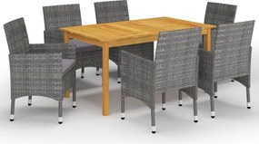 vidaXL Σετ Τραπεζαρίας Κήπου 7 Τεμαχίων Γκρι