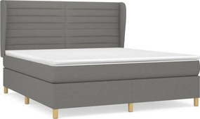 vidaXL Κρεβάτι Boxspring με Στρώμα Σκούρο Γκρι 180x200 εκ Υφασμάτιν