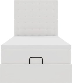 vidaXL Οθωμανικό κρεβάτι με στρώμα Λευκό 100x200cm Faux Leather