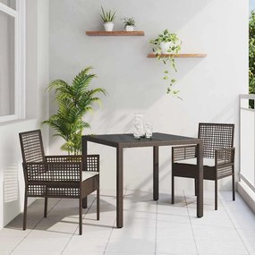 vidaXL Σέτ φαγητού για κήπο 3 pcs Καφέ συνθετικό ρατάν