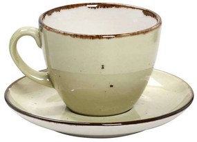 Φλυτζάνι Πορσελάνινο με Πιατάκι Terra Jumbo TLH110K6 350ml Green Espiel Porcelain