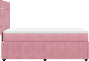 vidaXL Κρεβάτι Boxspring με Στρώμα Ροζ 90x190 εκ. Βελούδινο