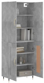 vidaXL Ντουλάπι Γκρι Σκυροδέματος 69,5x34x180 εκ. Επεξεργασμένο Ξύλο