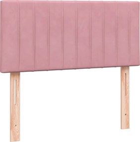 vidaXL Κρεβάτι Boxspring με Στρώμα Ροζ 80x220 εκ. Βελούδινο