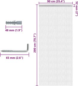 vidaXL Σήτα Πόρτας Αλυσιδωτή 90x200 εκ. από Αλουμίνιο