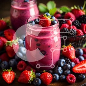 Intra Συλλεκτικό Ξύλινο Παζλ Plywood  4mm - Δροσιστικό Pink Smoothie με φρέσκα μούρα και βατόμουρα Σε Ξύλινο Κουτί - Διαστάσεις: 10x10 cm – 25 κομμάτια