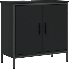 vidaXL Ντουλάπι Νιπτήρα Μπάνιου Μαύρο 60x30x60 εκ. Επεξεργασμένο Ξύλο