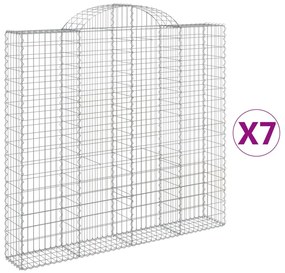 Συρματοκιβώτια Τοξωτά 7 τεμ. 200x30x180/200 εκ. Γαλβαν. Ατσάλι - Ασήμι