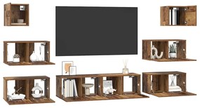 vidaXL Σετ επίπλου τηλεόρασης 8 pcs Παλαιό ξύλο 60 x 30 x 30 cm