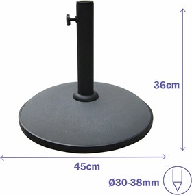 Βάση ομπρέλας Marbueno Γκρι 45 x 36 x 45 cm Στρογγυλή