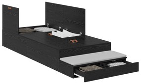 vidaXL Κρεβάτι με Αποθηκευτικό Χώρο Μαύρο Δρυς 90x190 εκ.
