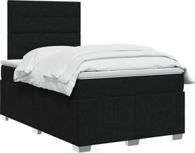 vidaXL Κρεβάτι box spring με στρώμα Μαύρο 120 x 190 cm Ύφασμα
