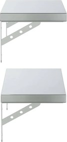vidaXL Ράφια Τοίχου 2Τεμ. Ασημί 50x23,5 εκ. Ανοξείδωτο Ατσάλι